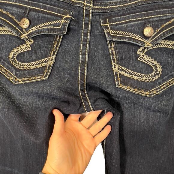 Silver jeans Suki flap Mid Rise Curvy Fit Indigo Wash Bootcut Size W30/L32 - Picture 7 of 16